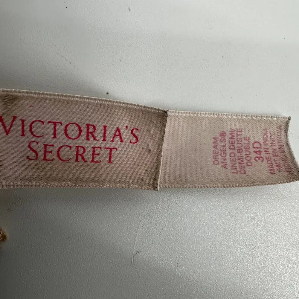 Victoria's Secret Smooth & Lace Dream Angels Lightly Lined Demi Bra Bow Tan 34D - Picture 3 of 6